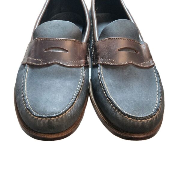 GH Bass Weejuns Logan Leather Penny Loafers Mens Sz 10 D Blue / Brown Flat Strap main image 5